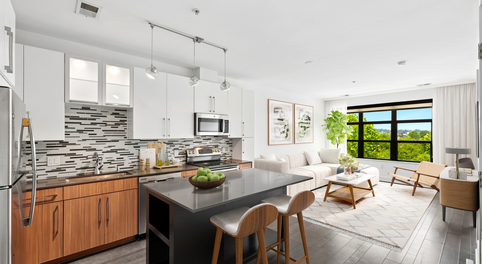 kitchen with moveable island