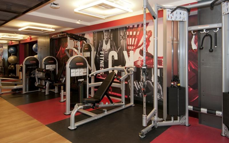 a gym with exercise equipment